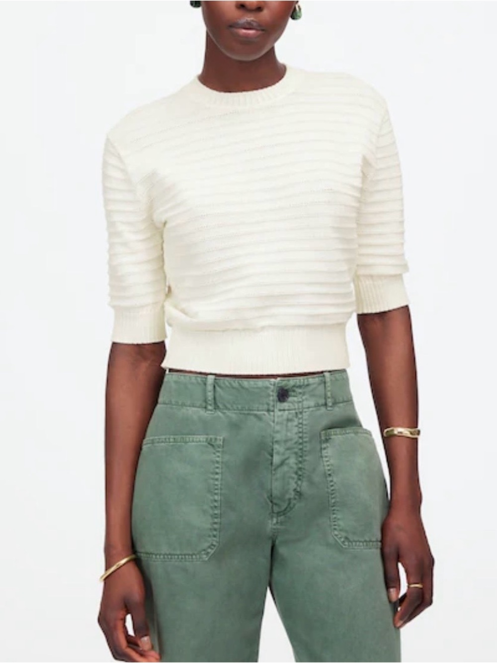 MADEWELL Textural Stitch Cotton Sweater